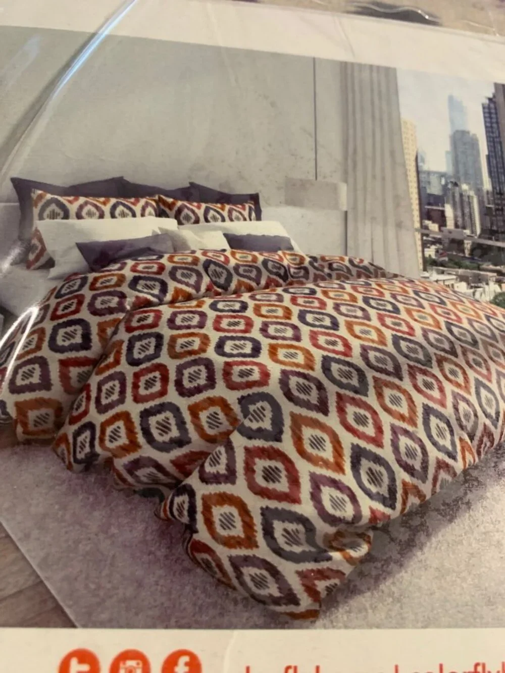 New Colorfly Duvet Cover Set Full Queen Aura Prism Blue Red Purple Orange Beige